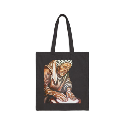 Tote — Vintage Elderly Woman Illustration Cotton Canvas Tote Bag