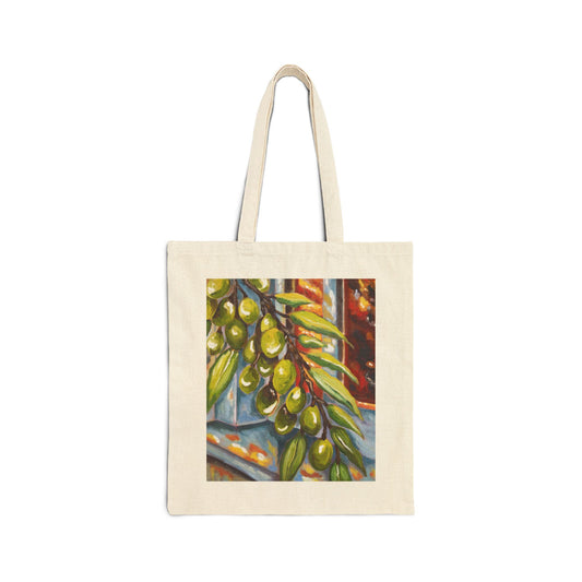 Canvas Tote Bag — Olive Branch Art Print Grocery & Market Tote