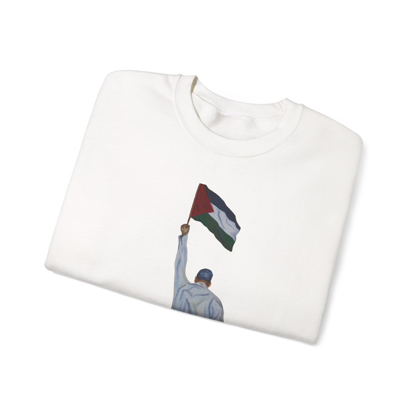 Crewneck Sweatshirt — Doctor Holding Palestinian Flag Illustration