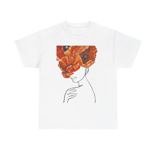 Poppy Headline Tee — Floral Portrait Graphic T-Shirt