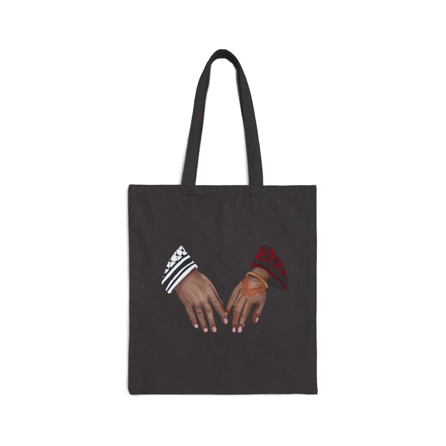 Canvas Tote Bag — Illustrated Interlocking Hands Design