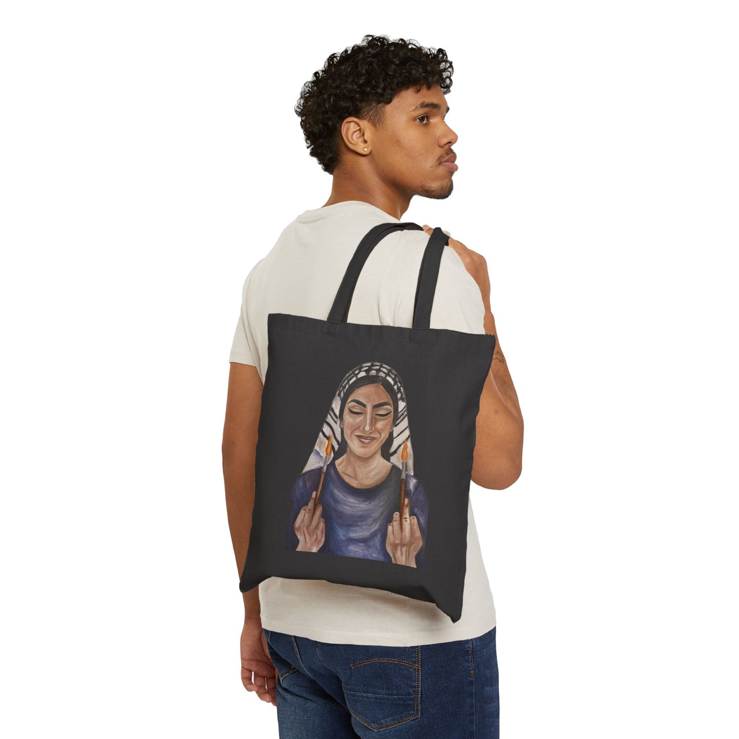 Tote Bag — Bold Middle Finger Art Tote (Feminine Defiance Illustration)