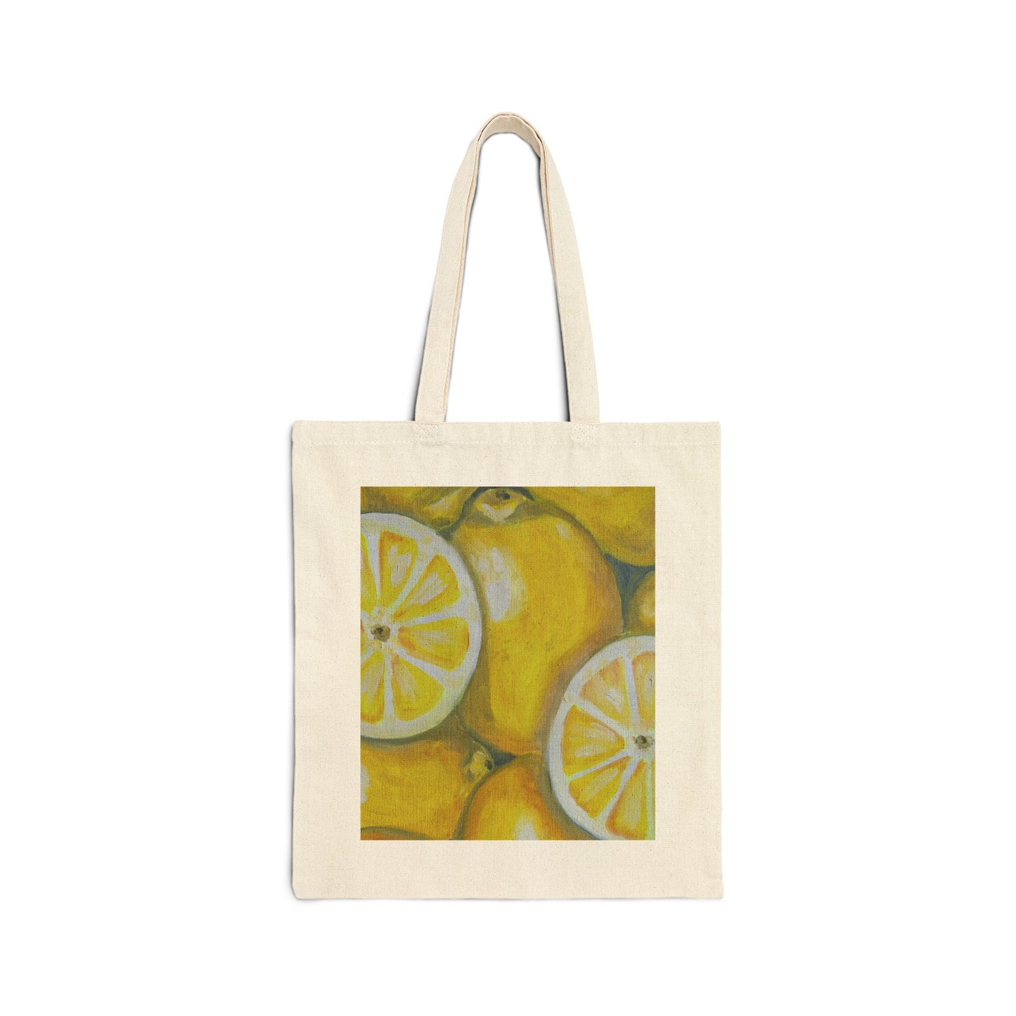 Lemon Art Canvas Tote Bag — Citrus Print Grocery & Market Bag