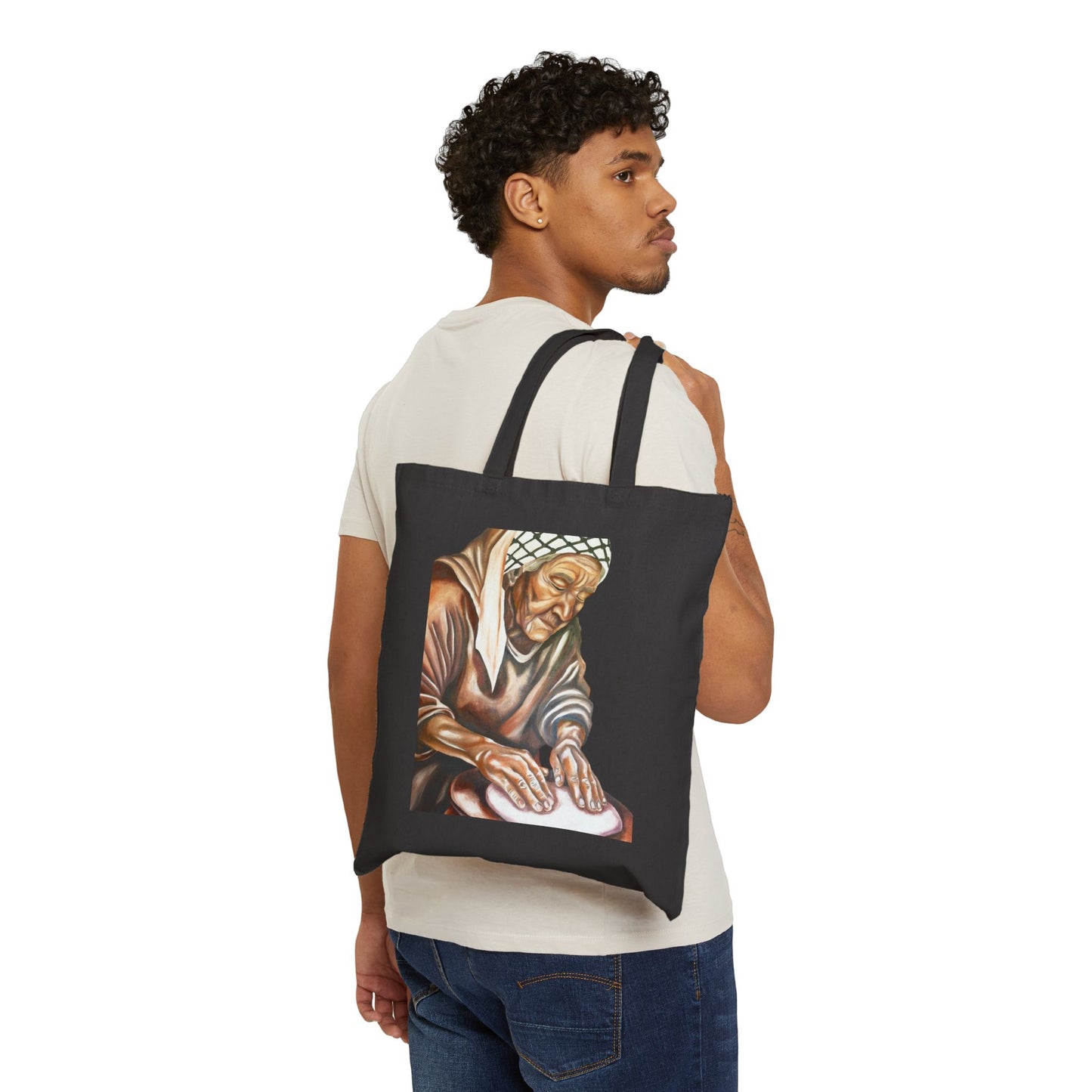 Tote — Vintage Elderly Woman Illustration Cotton Canvas Tote Bag