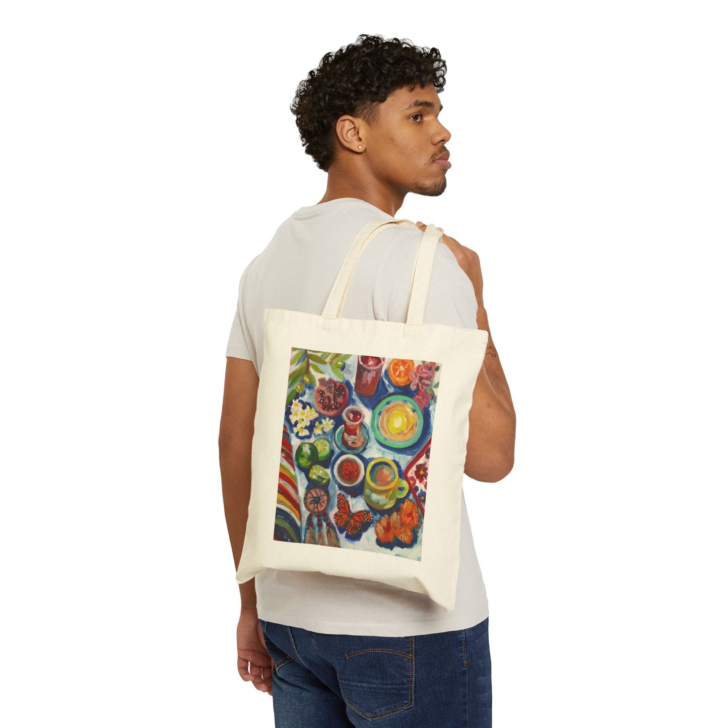 Canvas Tote Bag — Colorful Brunch Table Art Print