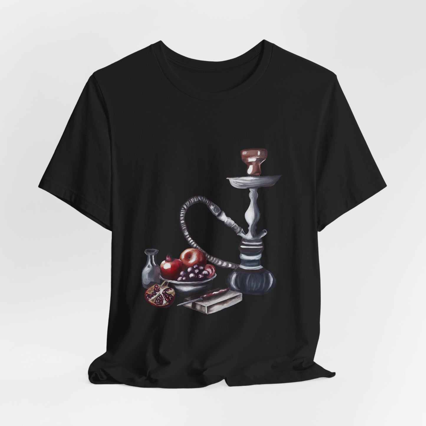 Hookah & Tea T-Shirt — Vintage Shisha, Pomegranate Lounge Graphic Tee "A Table of Stories"