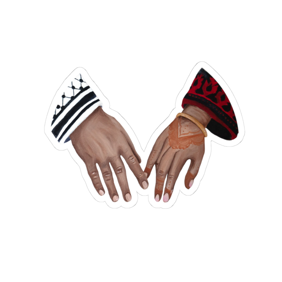 Intertwined Hands Kiss-Cut Sticker