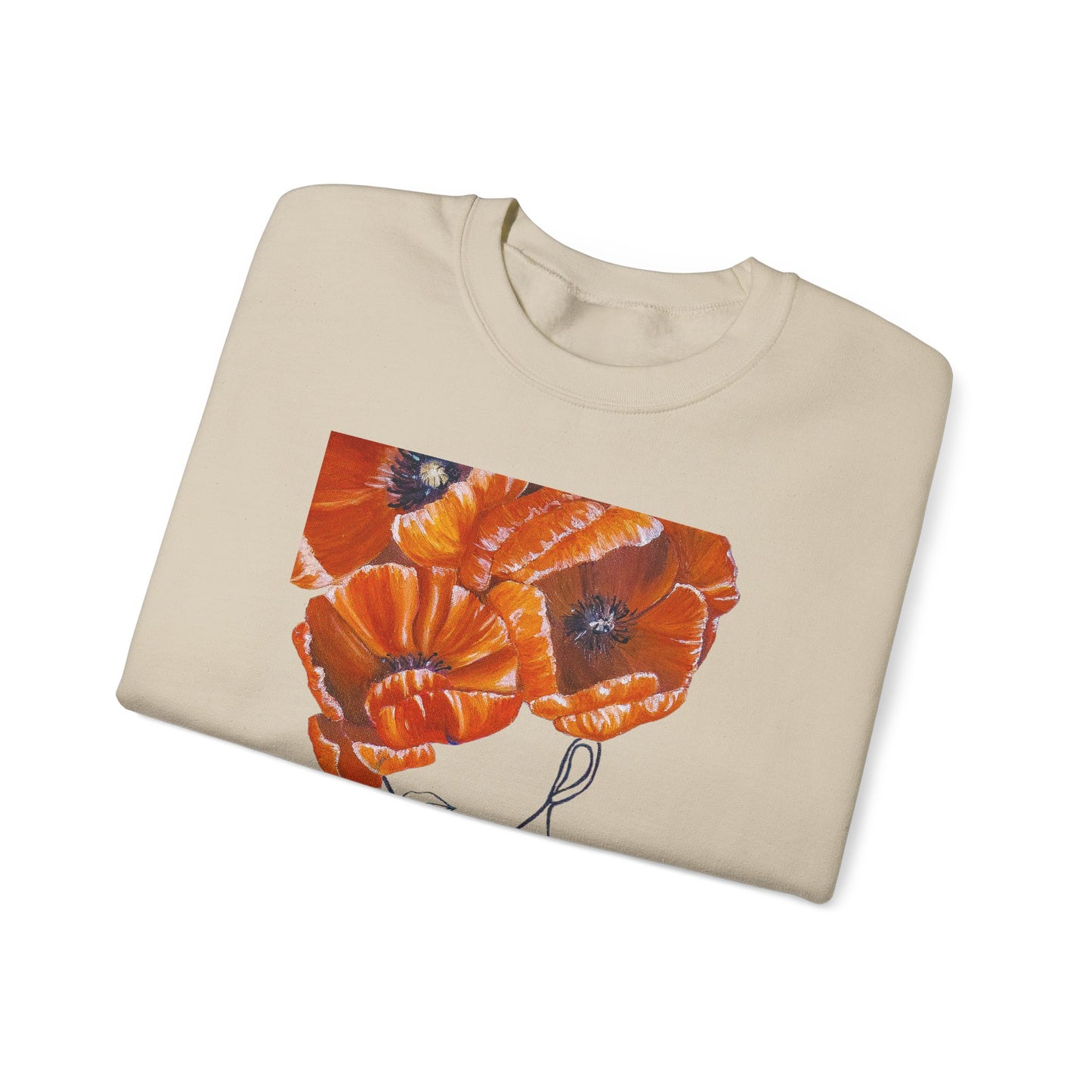 Poppy Headline Crewneck Sweatshirt — Floral Art Line Portrait