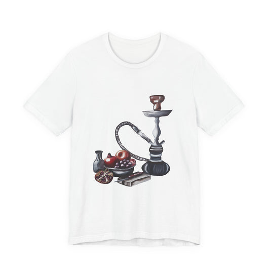 Hookah & Tea T-Shirt — Vintage Shisha, Pomegranate Lounge Graphic Tee "A Table of Stories"