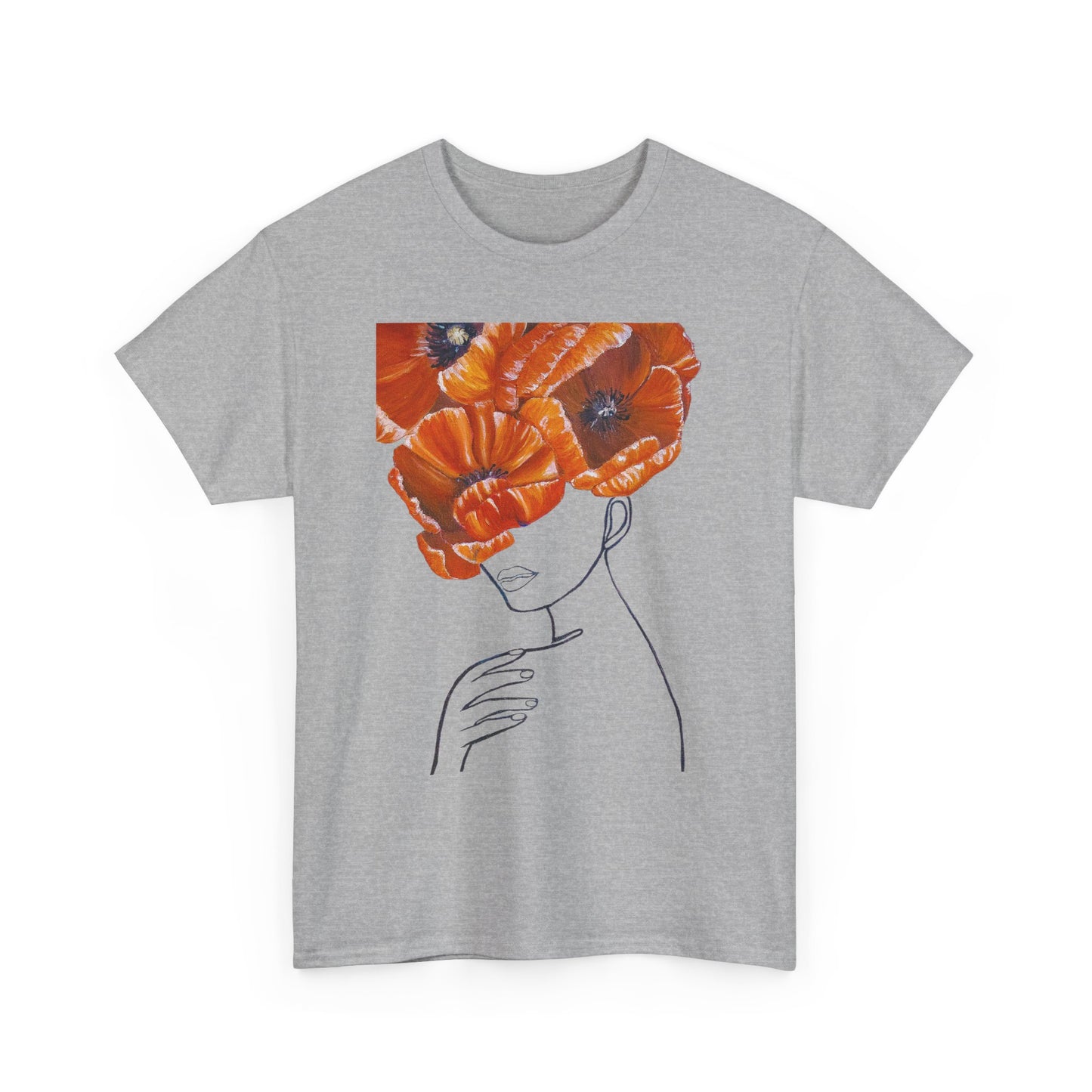Poppy Headline Tee — Floral Portrait Graphic T-Shirt