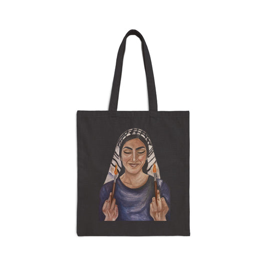 Tote Bag — Bold Middle Finger Art Tote (Feminine Defiance Illustration)
