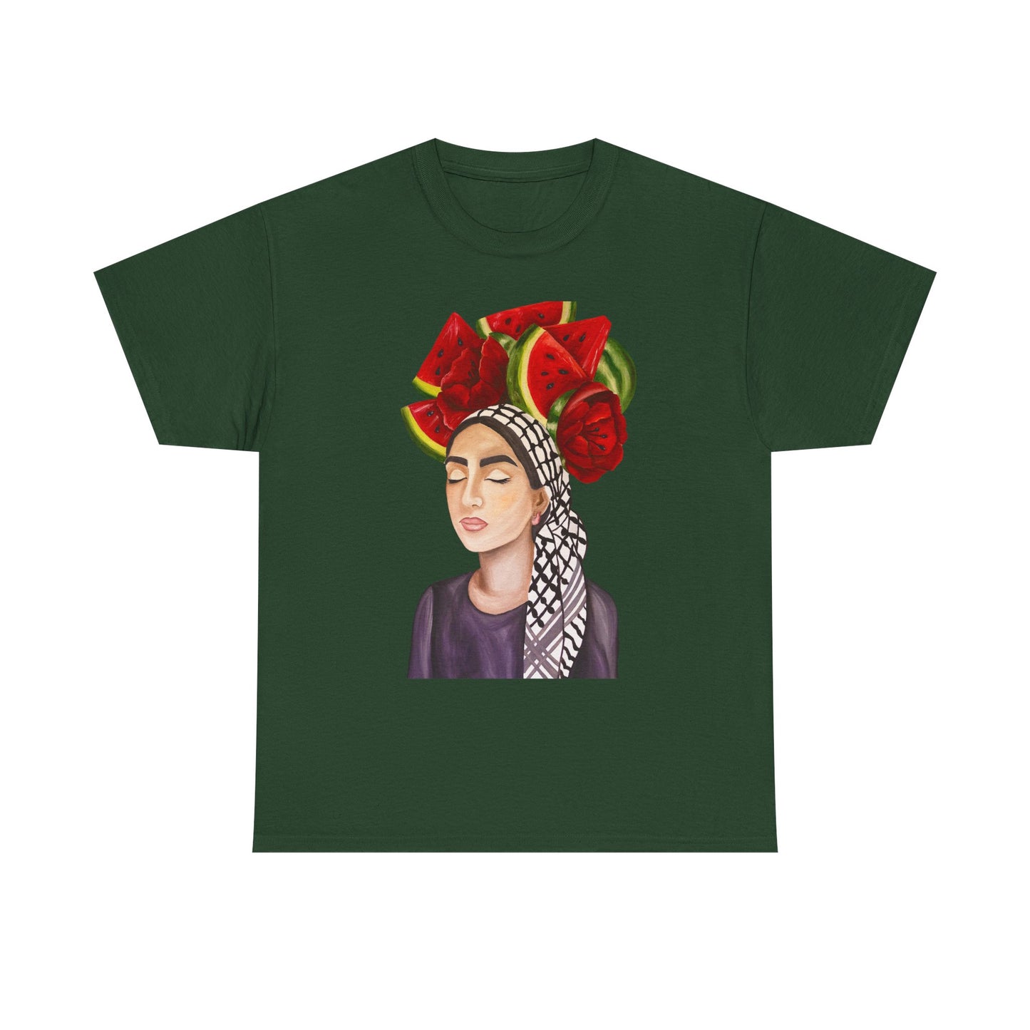 Watermelon Crown Tee — Summer Floral Headwrap Graphic Tee