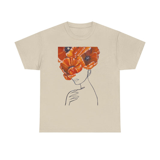 Poppy Headline Tee — Floral Portrait Graphic T-Shirt