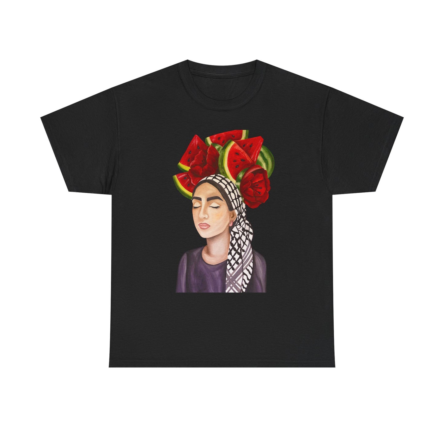 Watermelon Crown Tee — Summer Floral Headwrap Graphic Tee