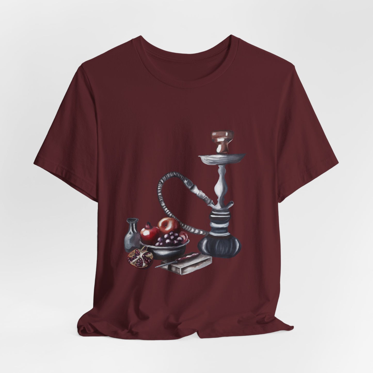 Hookah & Tea T-Shirt — Vintage Shisha, Pomegranate Lounge Graphic Tee "A Table of Stories"