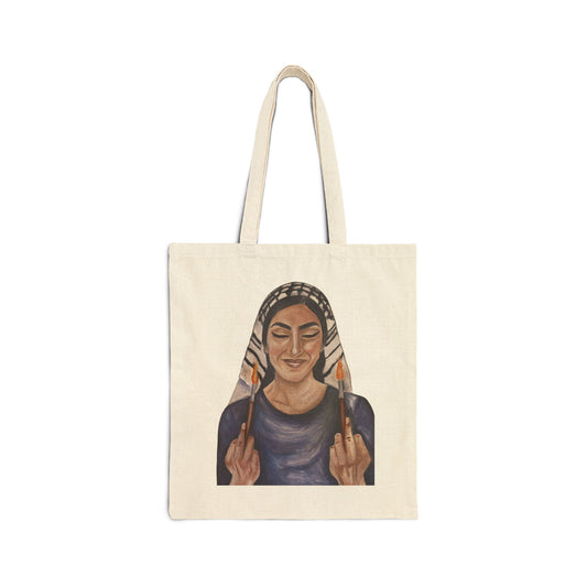 Tote Bag — Bold Middle Finger Art Tote (Feminine Defiance Illustration)