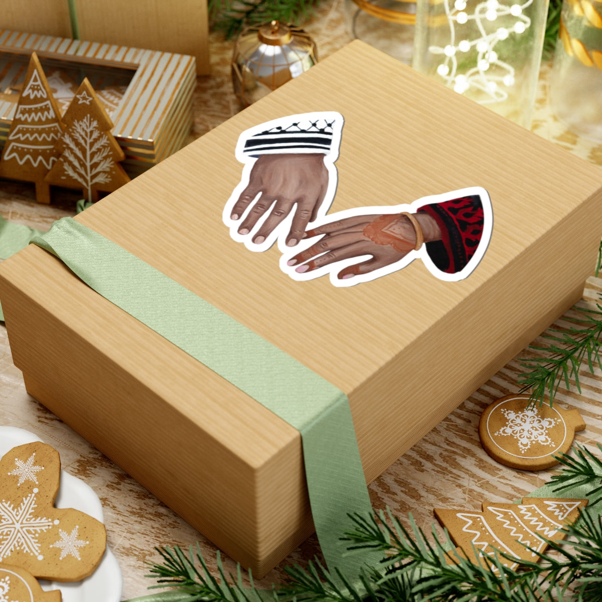 Intertwined Hands Kiss-Cut Sticker
