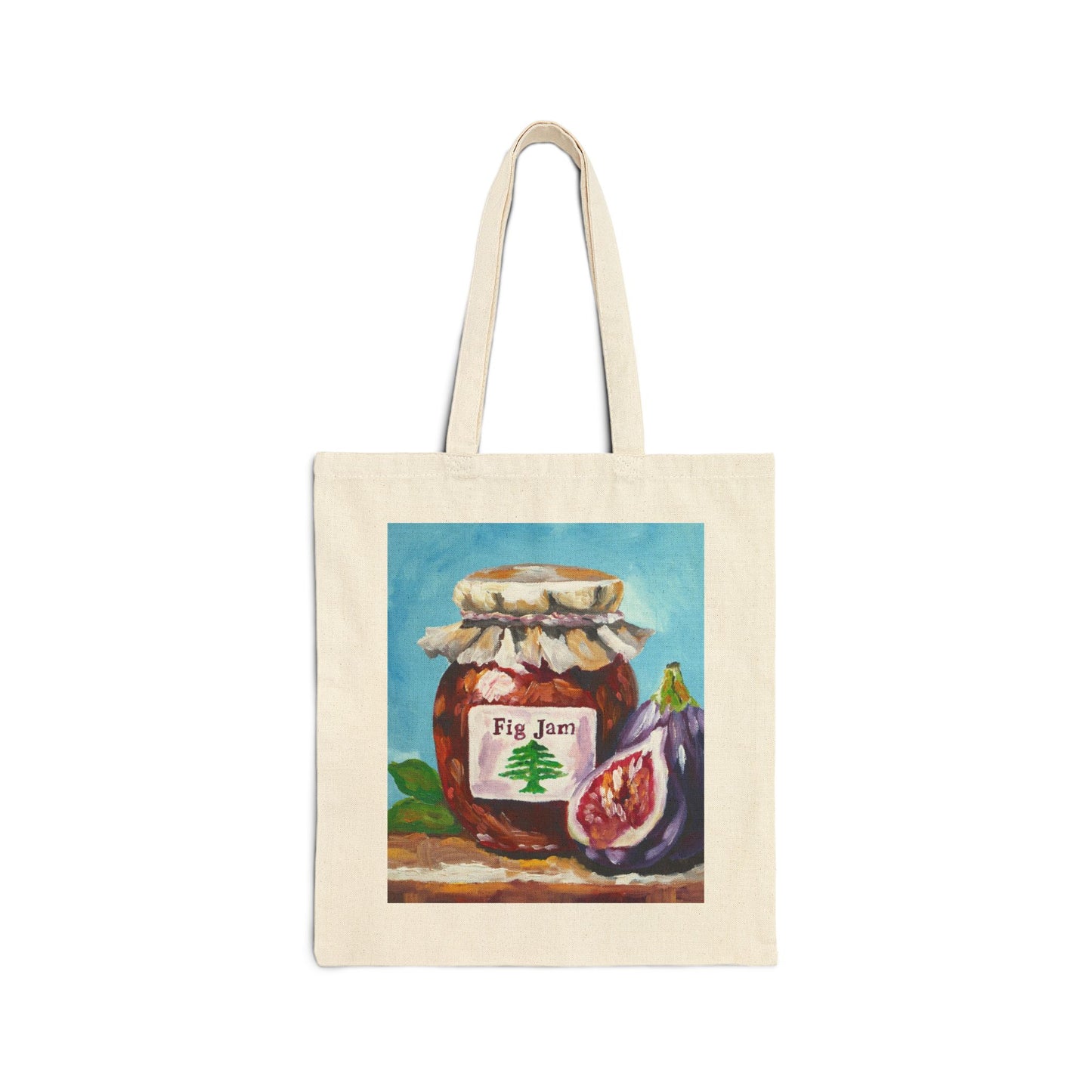 Fig Jam Tote Bag — Illustrated Fig Jam Jar Canvas Grocery Tote