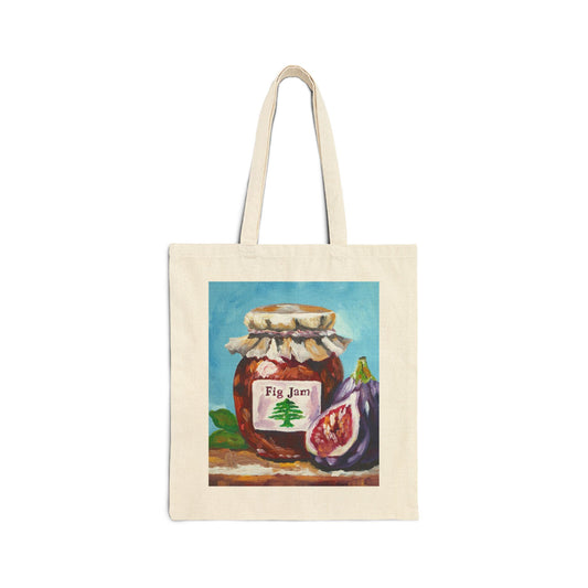 Fig Jam Tote Bag — Illustrated Fig Jam Jar Canvas Grocery Tote