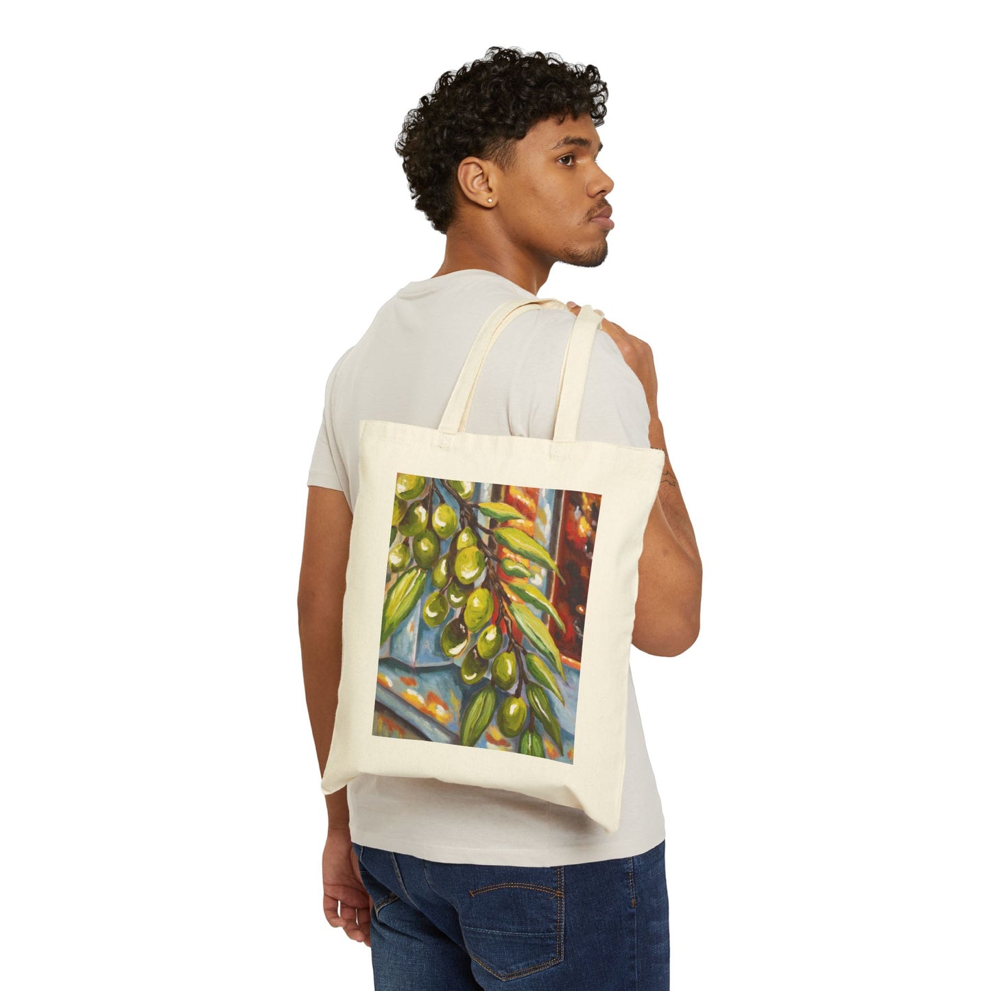 Canvas Tote Bag — Olive Branch Art Print Grocery & Market Tote