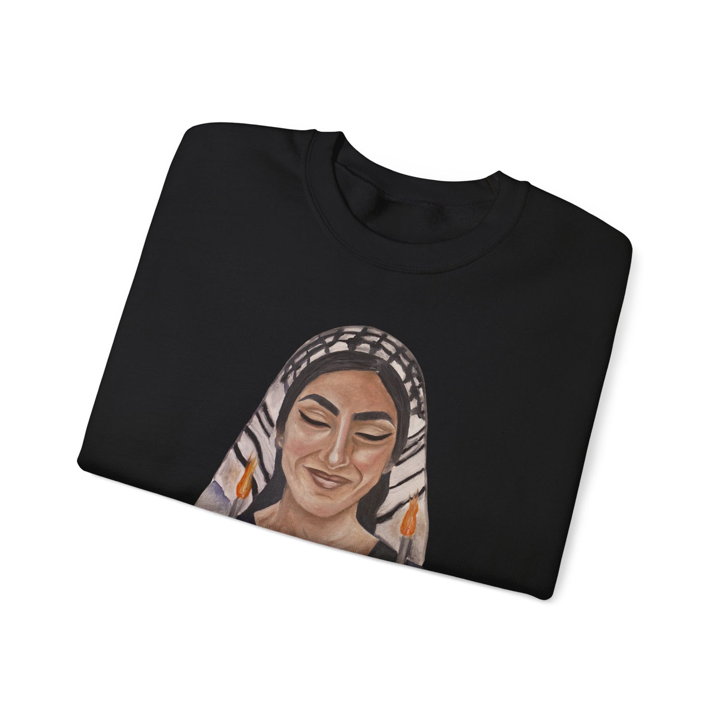 Crewneck Sweatshirt — Empowered Woman Art Print (middle fingers)