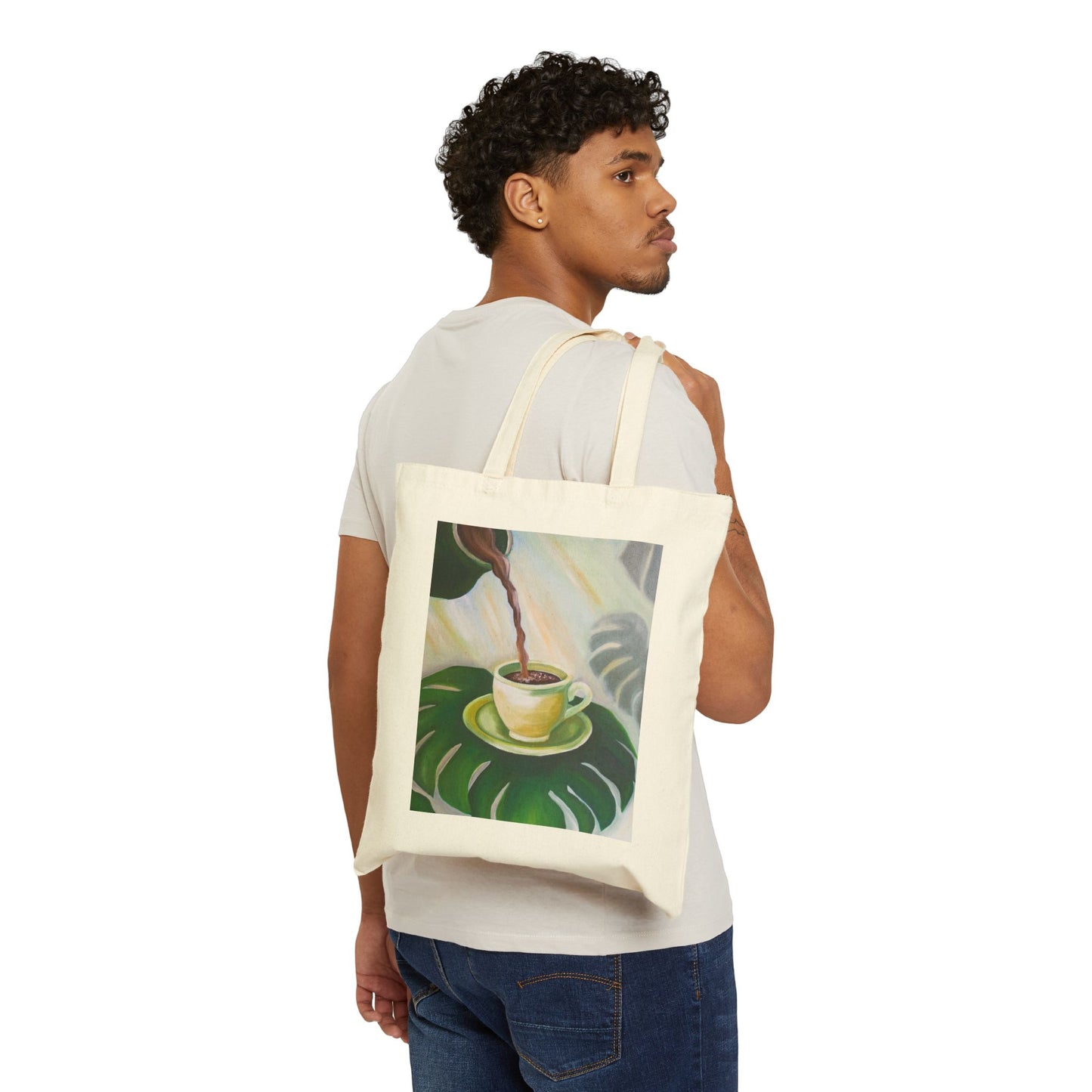 Canvas Tote Bag — Tropical Coffee Art Print Tote