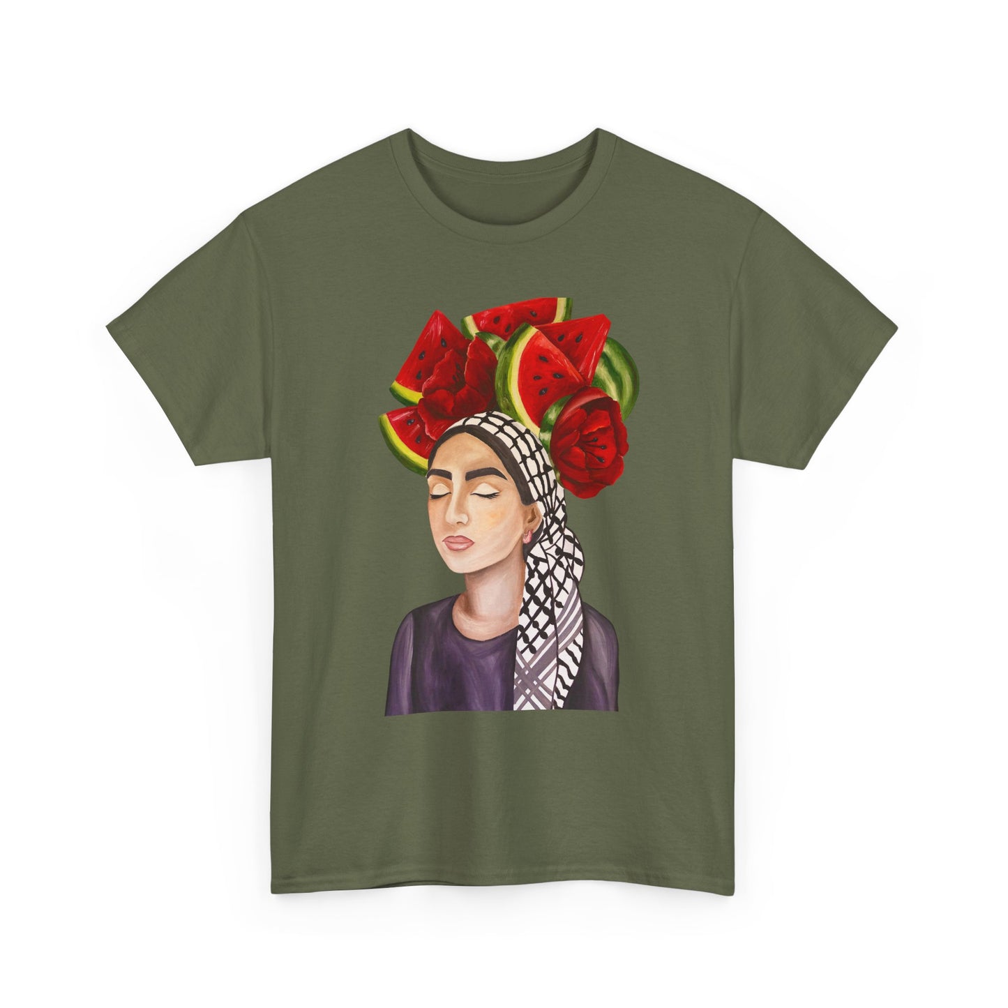 Watermelon Crown Tee — Summer Floral Headwrap Graphic Tee