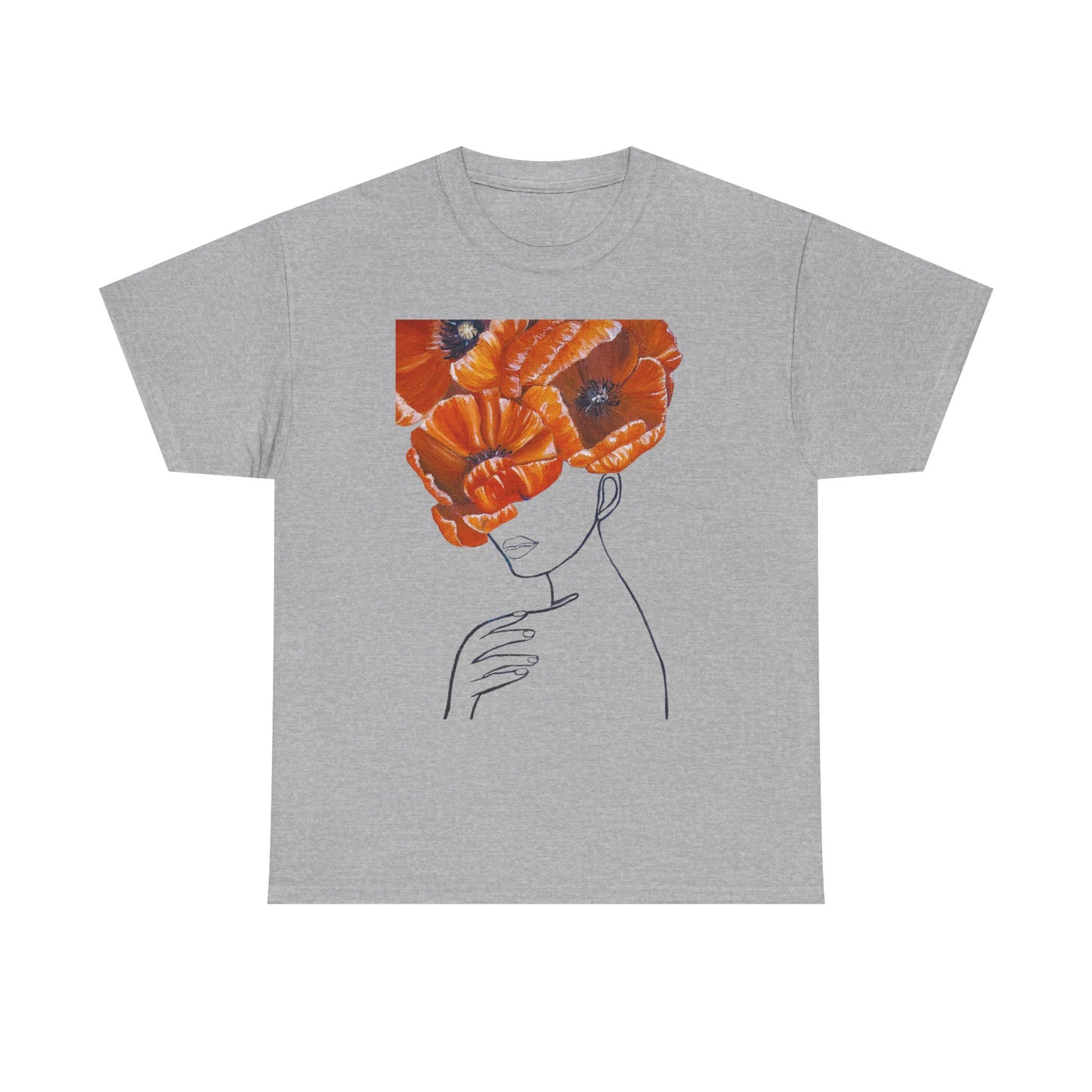 Poppy Headline Tee — Floral Portrait Graphic T-Shirt