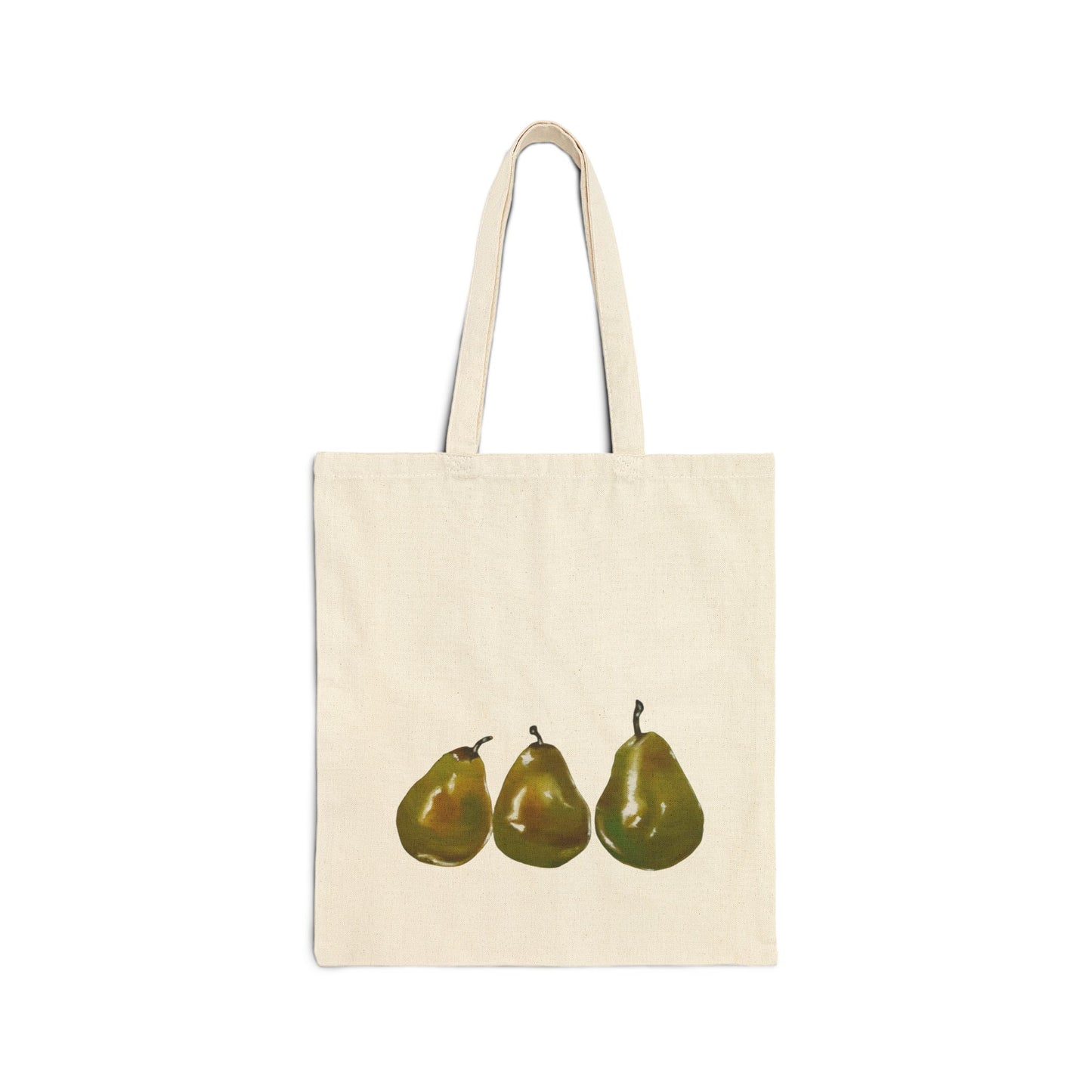 Pear Trio Canvas Tote Bag — Fruit Illustration Market Grocery Bag