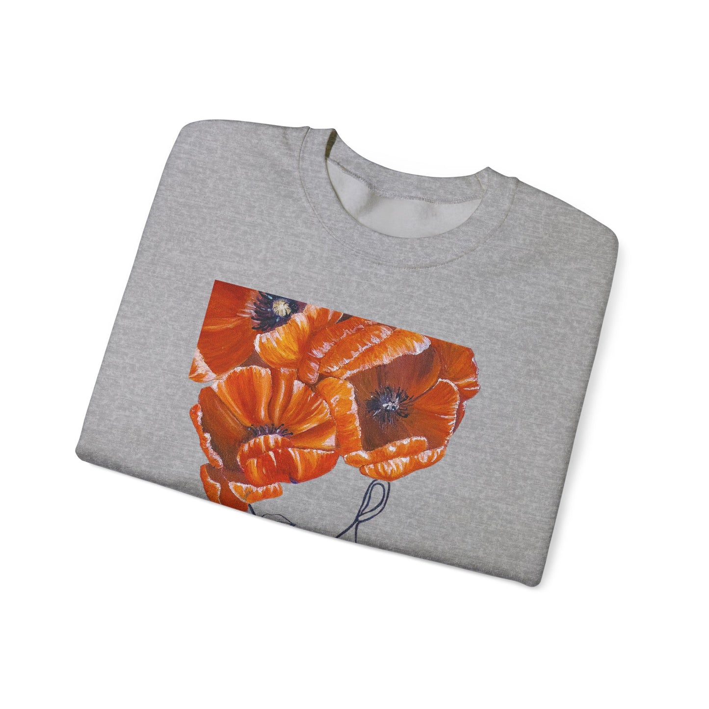 Poppy Headline Crewneck Sweatshirt — Floral Art Line Portrait