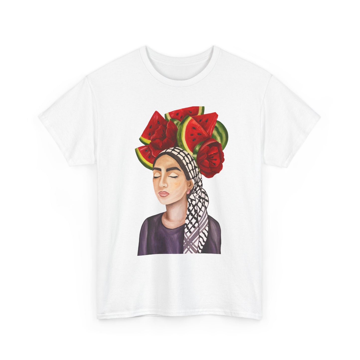 Watermelon Crown Tee — Summer Floral Headwrap Graphic Tee
