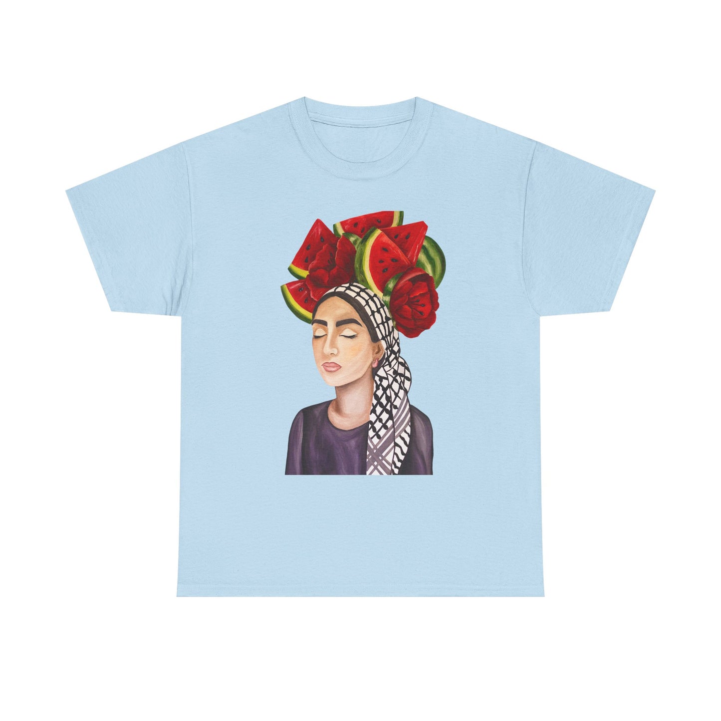 Watermelon Crown Tee — Summer Floral Headwrap Graphic Tee