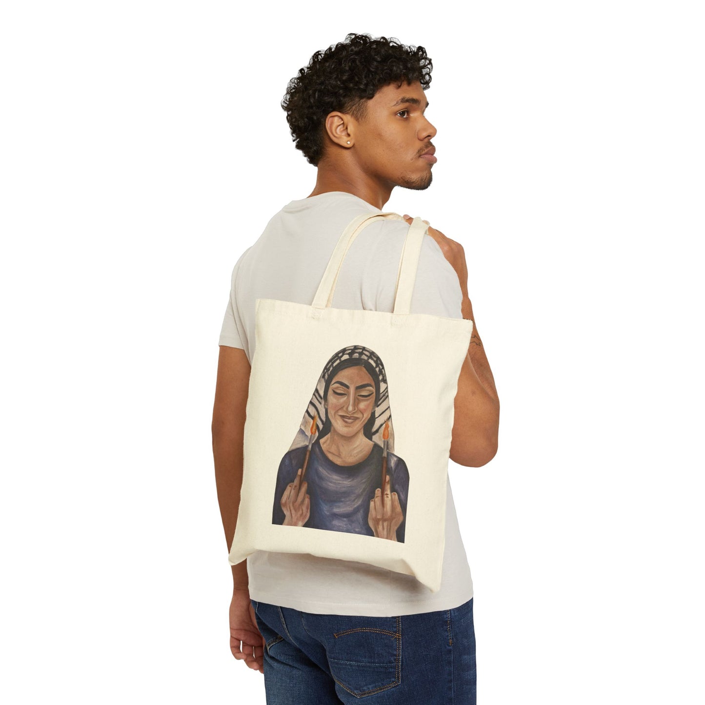 Tote Bag — Bold Middle Finger Art Tote (Feminine Defiance Illustration)