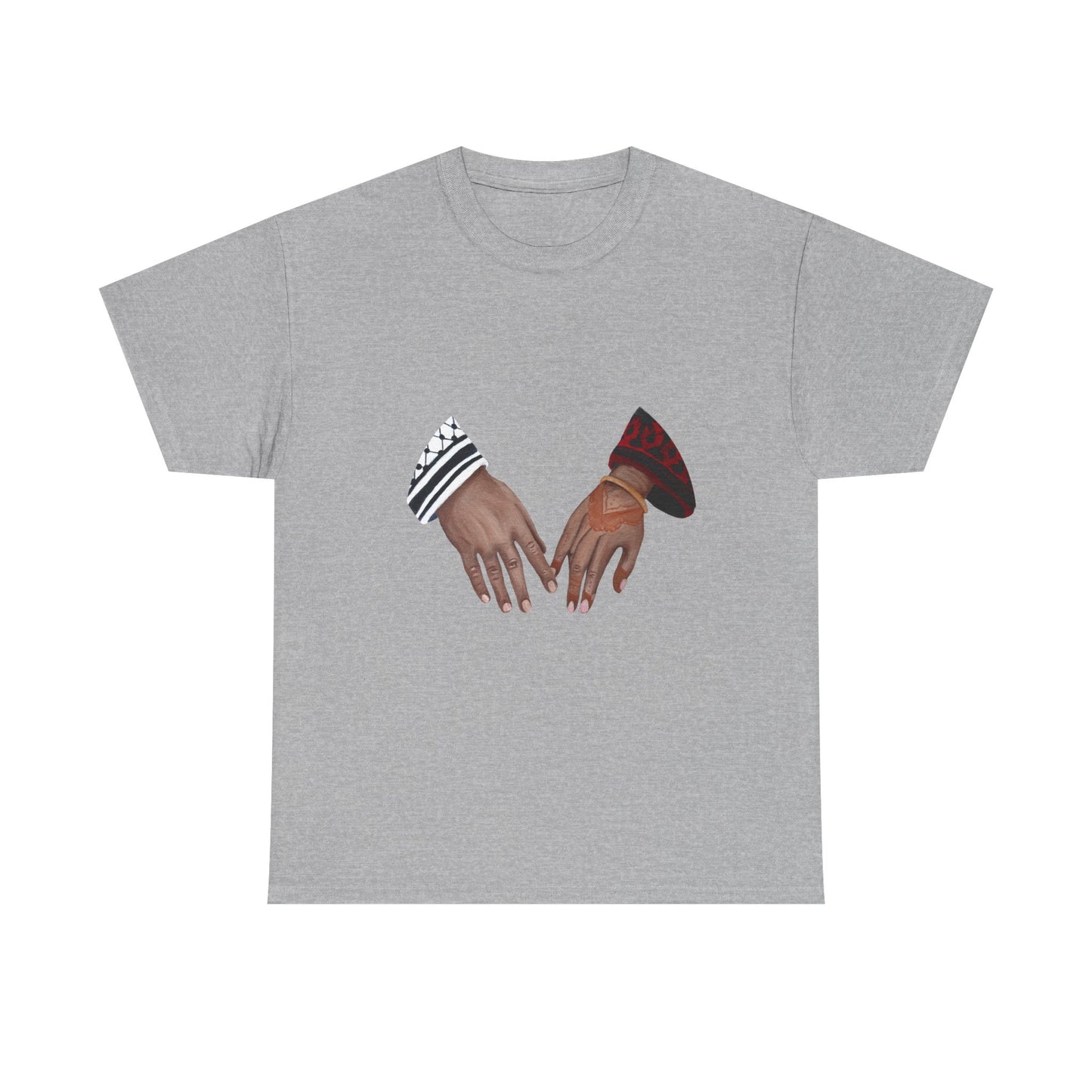 T-Shirt — Interlocked Hands Graphic Tee (Black & Brown Hands)