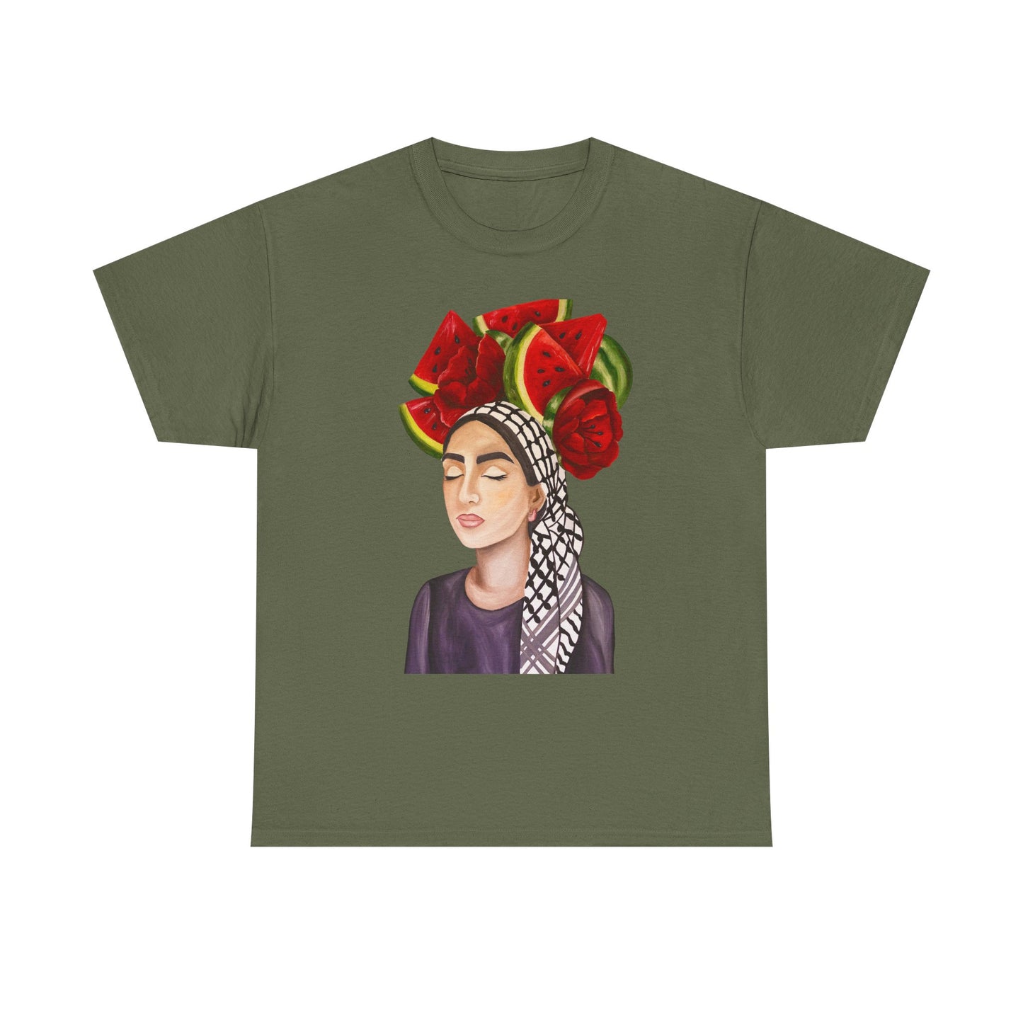 Watermelon Crown Tee — Summer Floral Headwrap Graphic Tee
