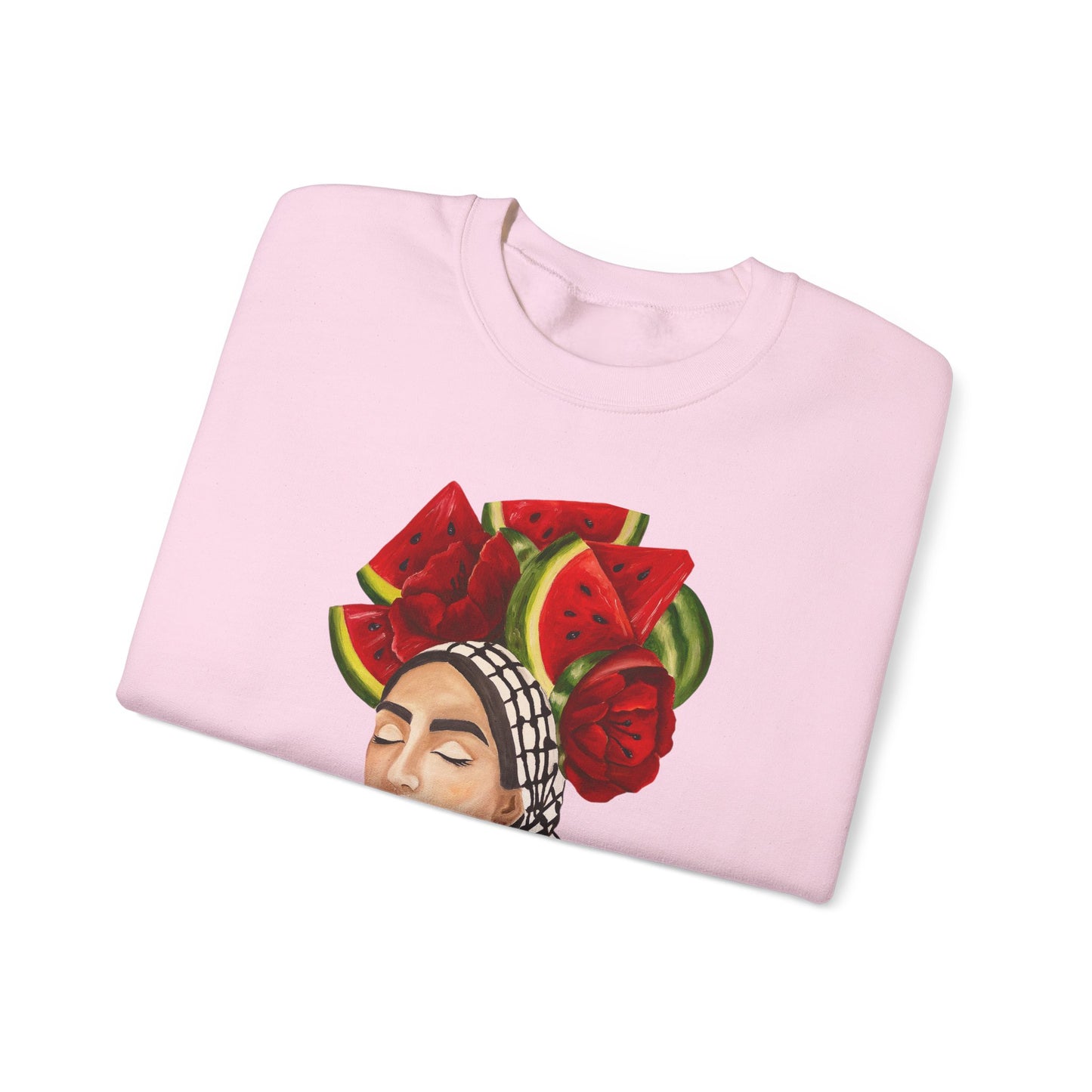 Crewneck Sweatshirt — Portrait with Watermelon Headdress Art