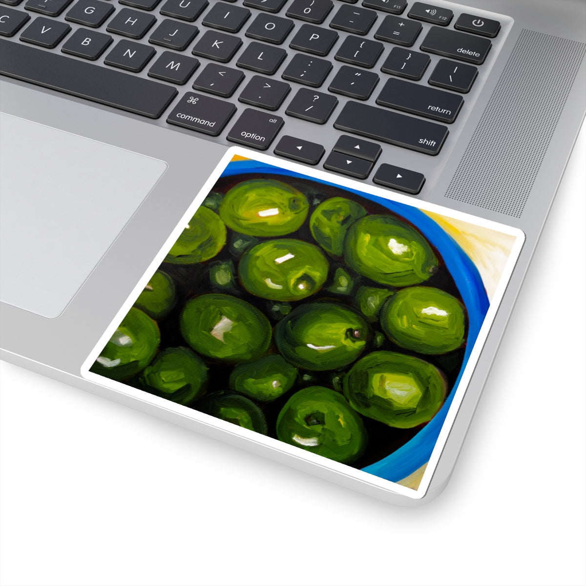 Olive Bowl Sticker — Realistic Green Olives Kiss-Cut Decal