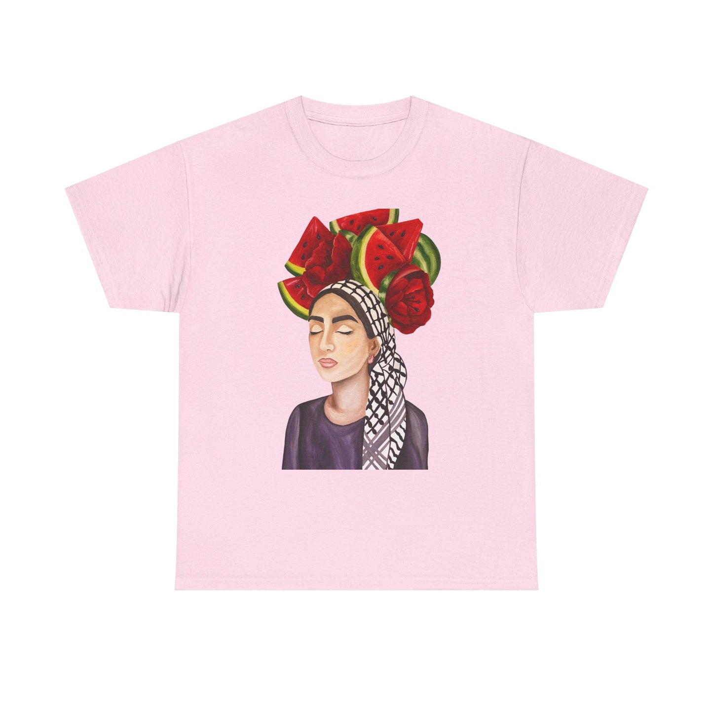 Watermelon Crown Tee — Summer Floral Headwrap Graphic Tee