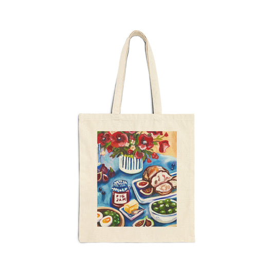 Canvas Tote Bag — Colorful Breakfast Still Life Print
