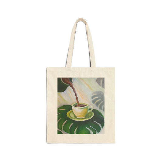Canvas Tote Bag — Tropical Coffee Art Print Tote