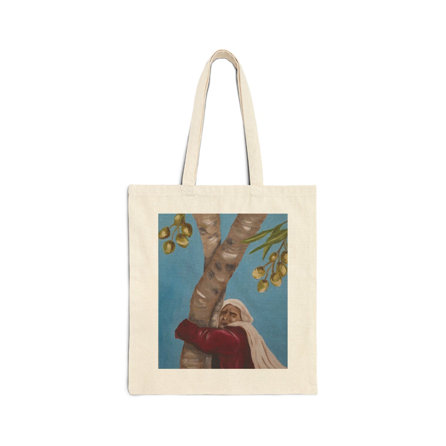 Canvas Tote Bag — Vintage Woman Hugging Tree Art Print