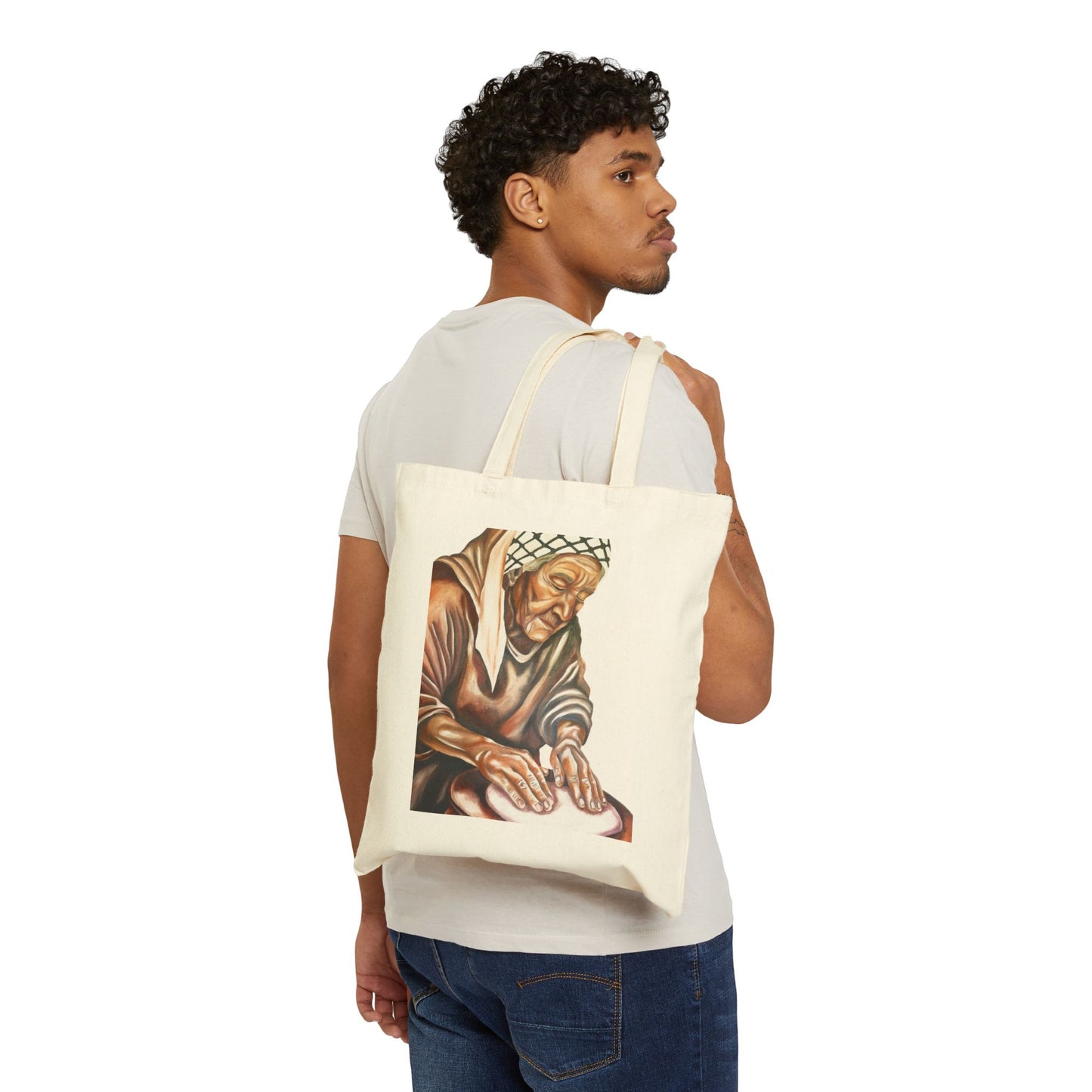 Tote — Vintage Elderly Woman Illustration Cotton Canvas Tote Bag