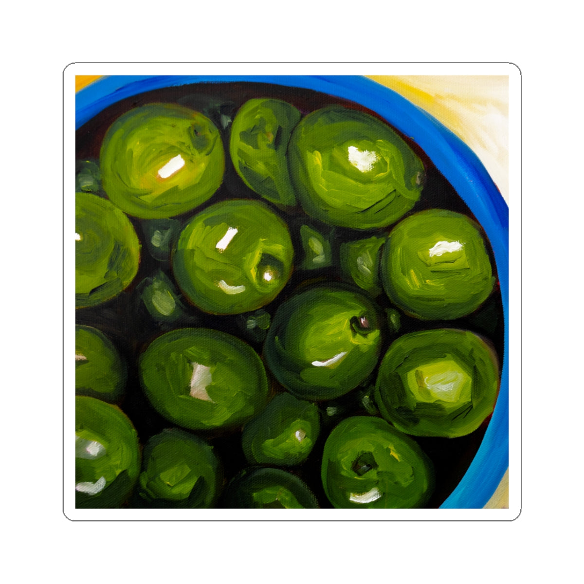 Olive Bowl Sticker — Realistic Green Olives Kiss-Cut Decal
