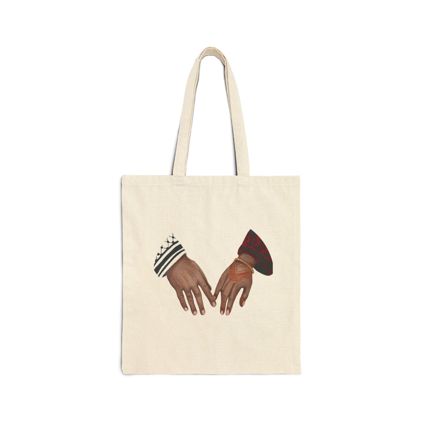 Canvas Tote Bag — Illustrated Interlocking Hands Design