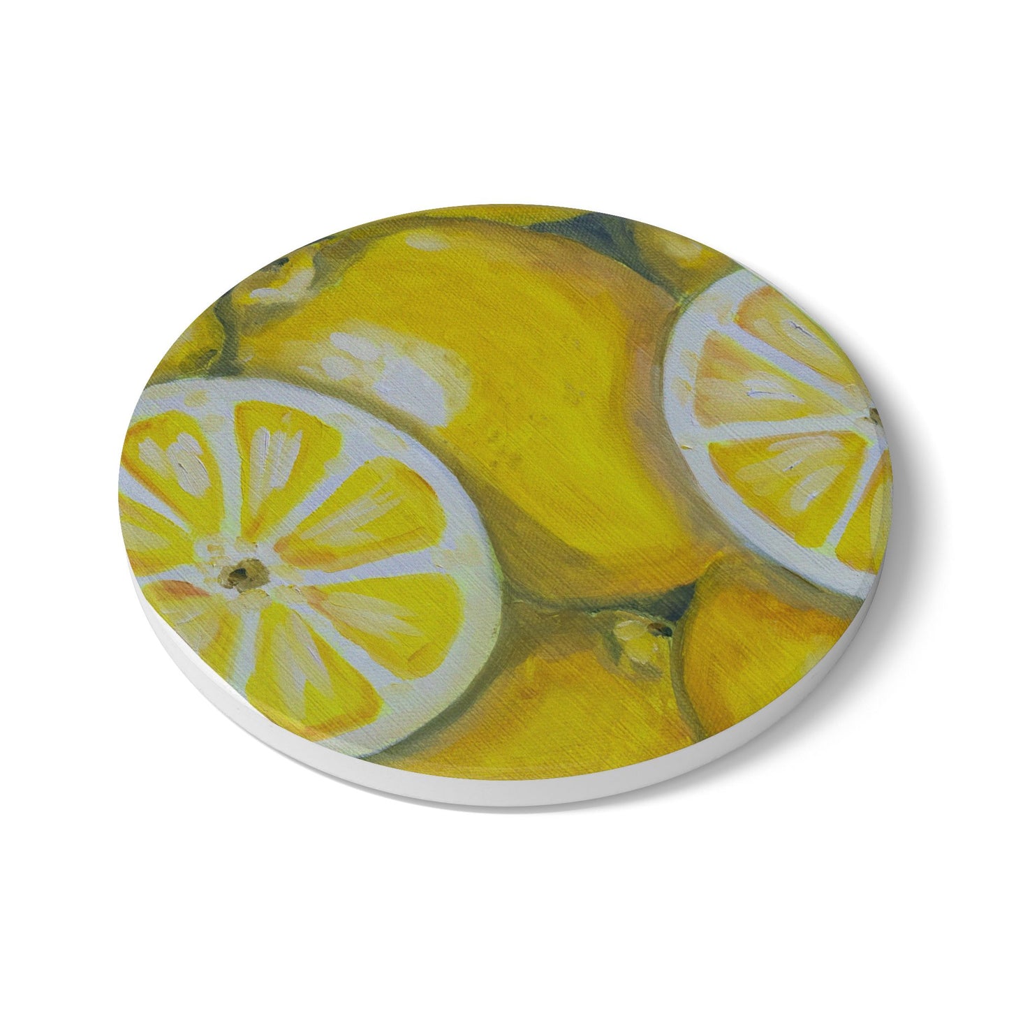Lemon Slice Ceramic Coaster – Bright Citrus Kitchen Drink Coaster