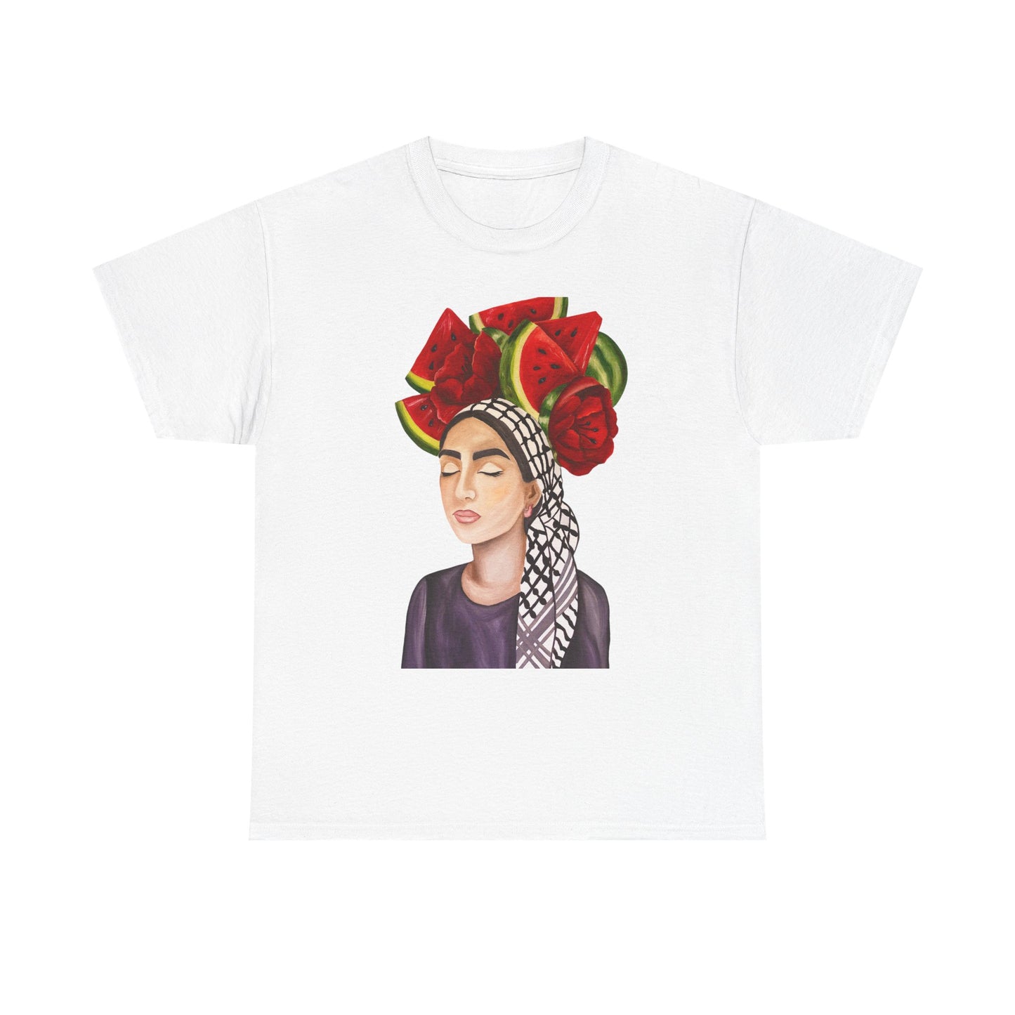 Watermelon Crown Tee — Summer Floral Headwrap Graphic Tee