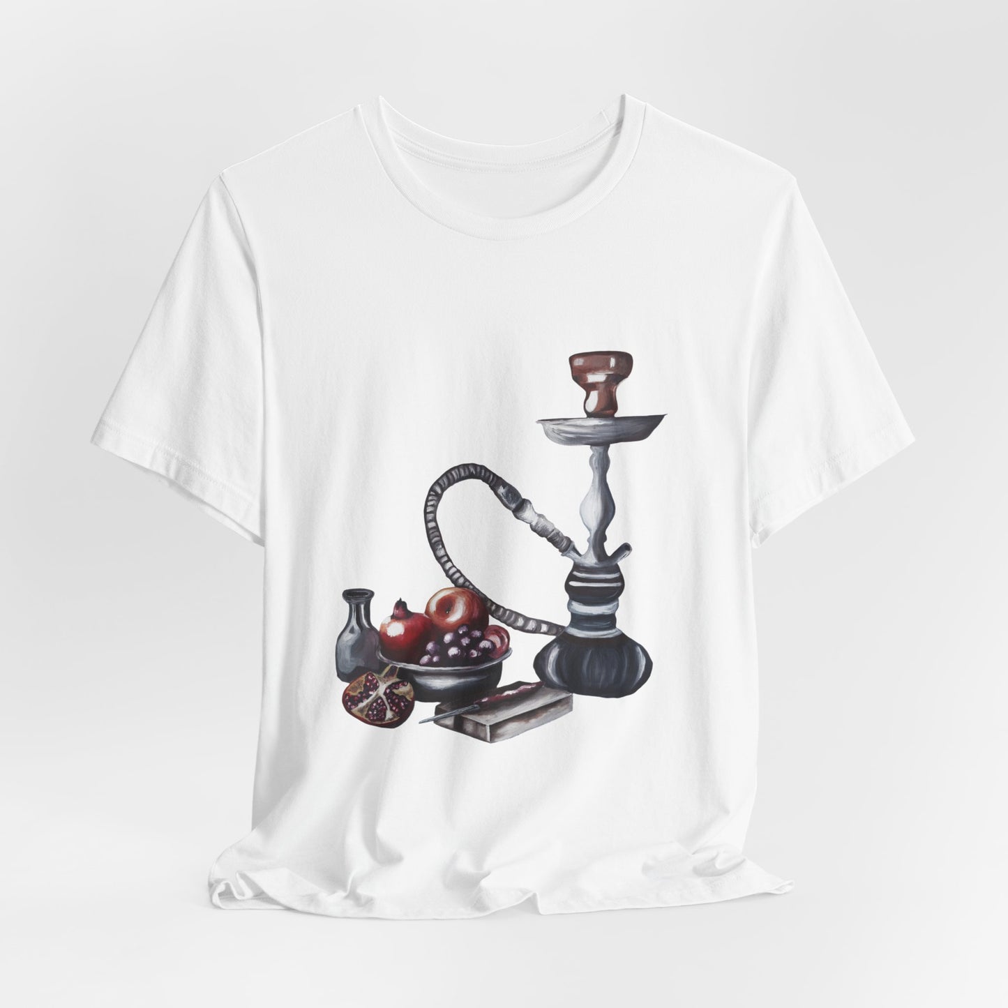 Hookah & Tea T-Shirt — Vintage Shisha, Pomegranate Lounge Graphic Tee "A Table of Stories"