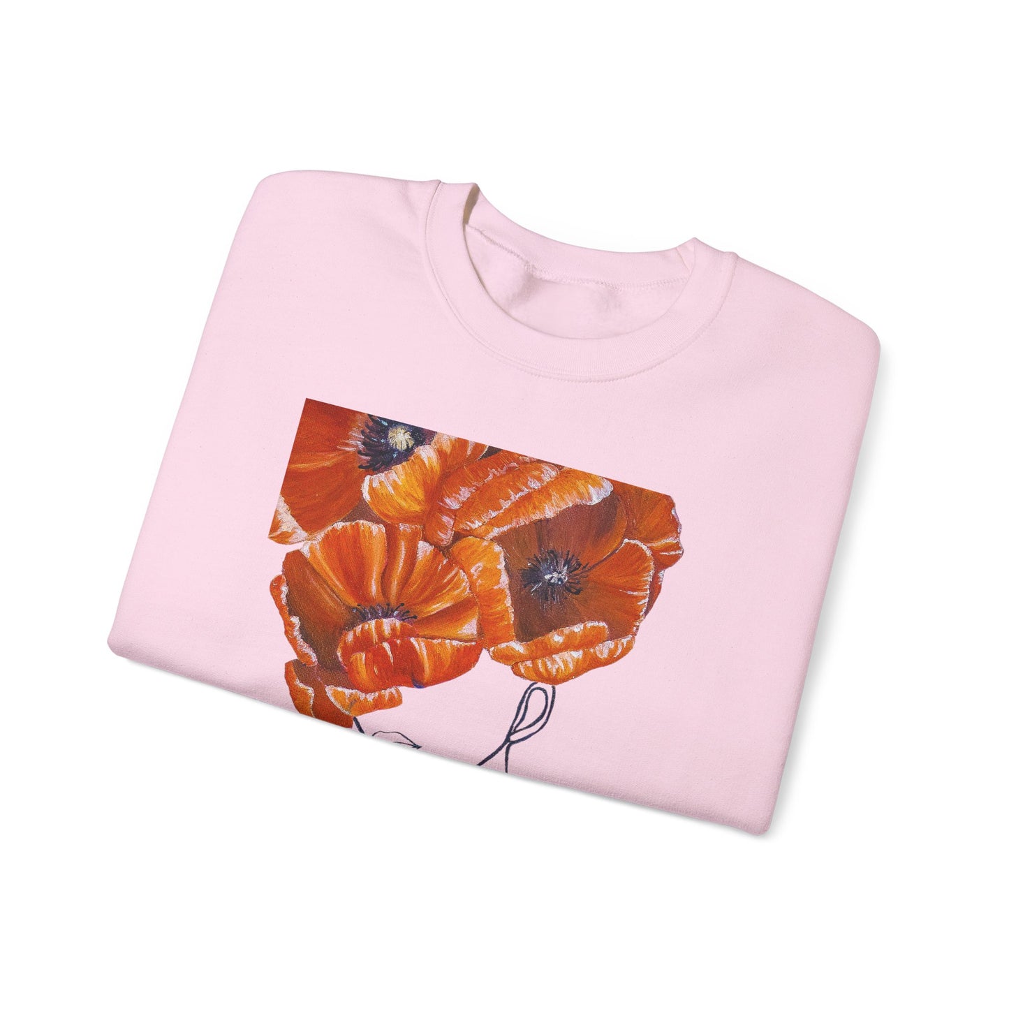 Poppy Headline Crewneck Sweatshirt — Floral Art Line Portrait