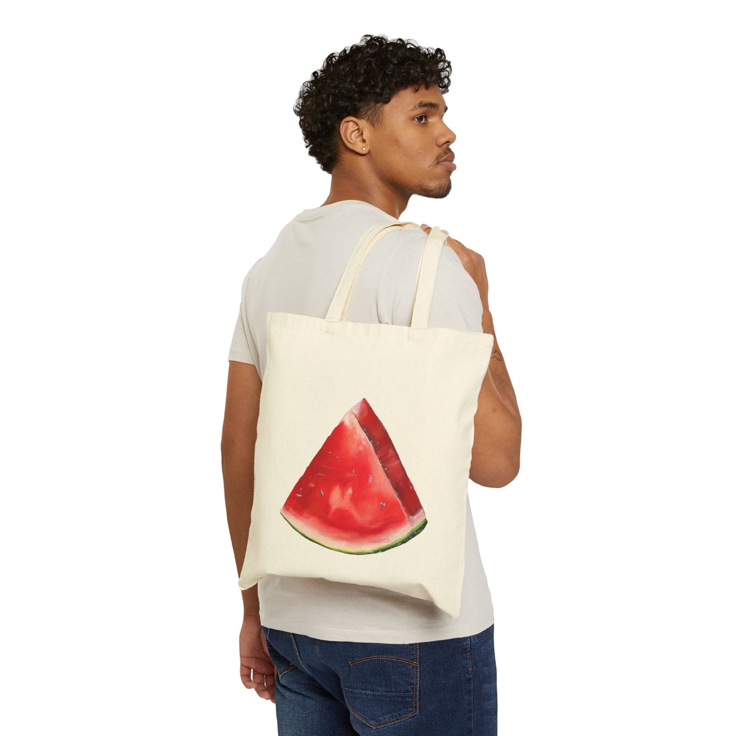 Tote Bag — Watercolor Watermelon Slice Canvas Tote