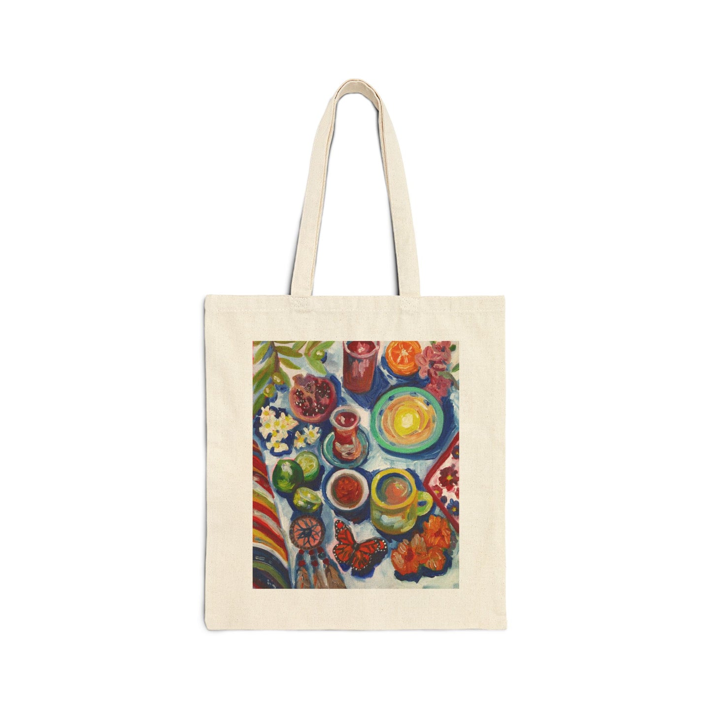 Canvas Tote Bag — Colorful Brunch Table Art Print
